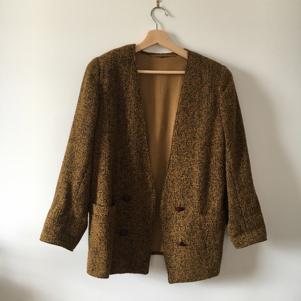 Vintage tweed double breasted blazer - Picture 2 of 9